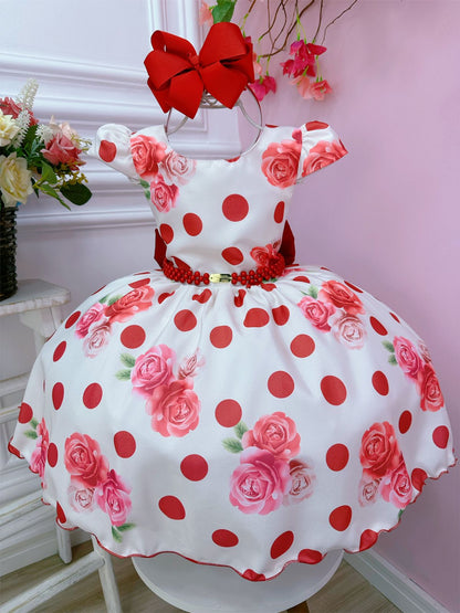 Vestido infantil blanco roto con rosas en primavera de lujo