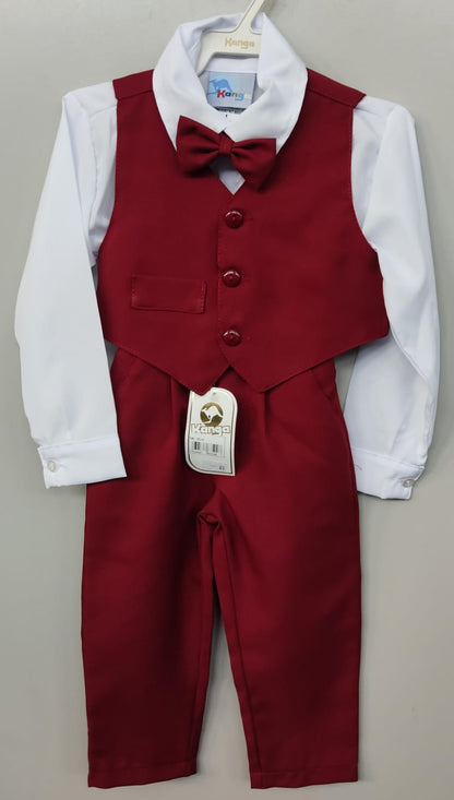 Conjunto formal de camisa blanca, chaleco y pantalón Marsala Grav.