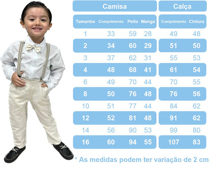 Conjunto Formal: Camisa, Corbata, Pantalón y Tirantes, Color Caqui 