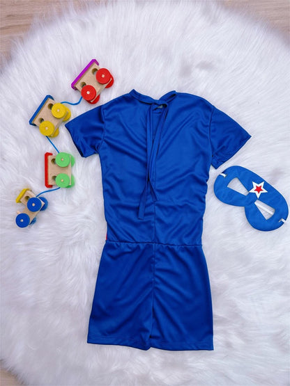 Disfraz infantil azul y rojo incluye máscara