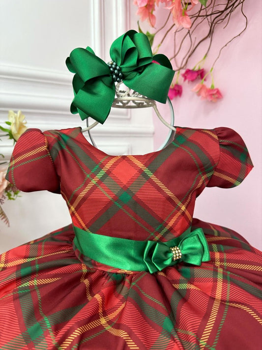 Vestido Infantil Rojo con Cuadros Fiestas Navideñas Lujo