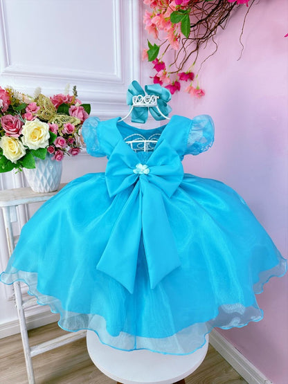 Vestido Infantil Verde Princesas C/ Aplique Flores