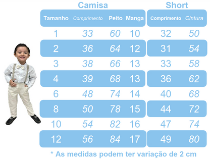 Conjunto Formal Camisa Blanca Pantalón Corto Corbata Tirantes Azul Bebé