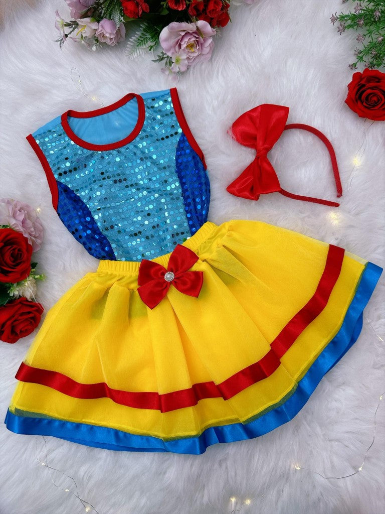 Disfraz infantil de Blancanieves, blusa y falda con tiara