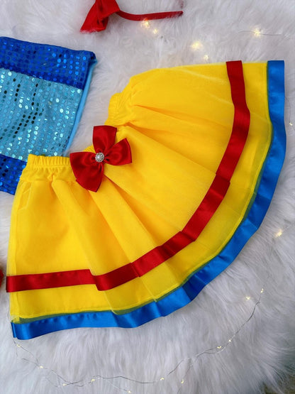 Disfraz infantil de Blancanieves, blusa y falda con tiara
