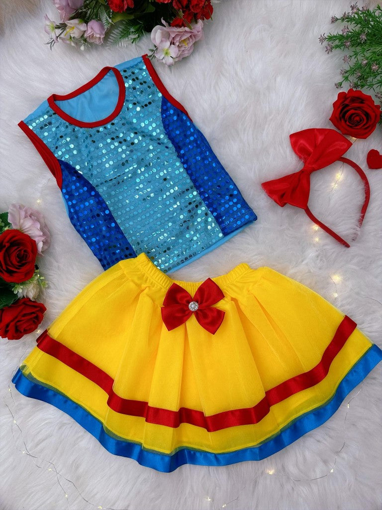 Disfraz infantil de Blancanieves, blusa y falda con tiara