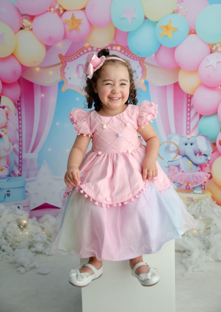 Vestido infantil Circo Rosa Lluvia de Amor Colorida