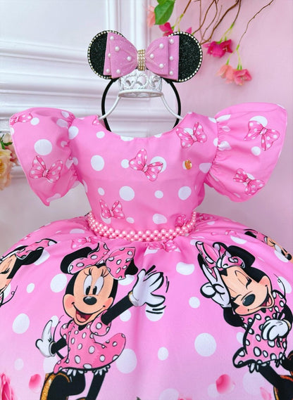 Vestido floral de Minnie Mouse con rosas y perlas para fiestas