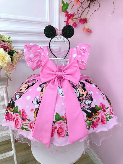 Vestido floral de Minnie Mouse con rosas y perlas para fiestas