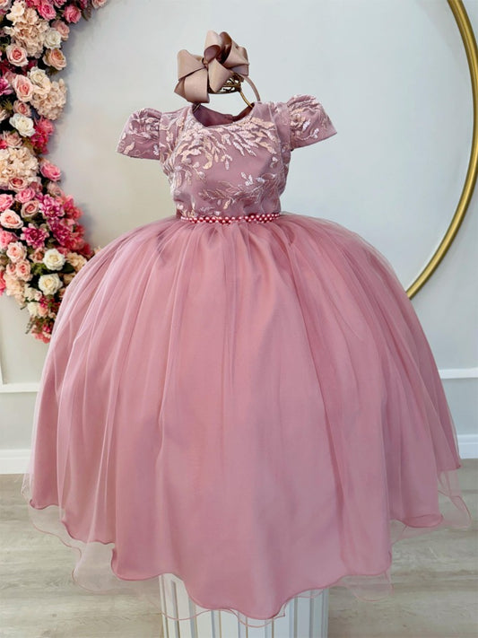 Vestido infantil de lujo Rose Damas con encaje y perlas