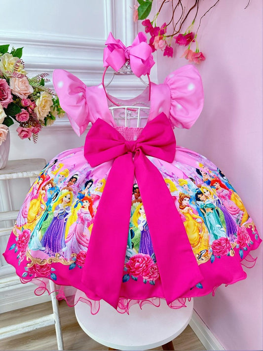 Vestido de fiesta de princesa rosa para niñas con perlas