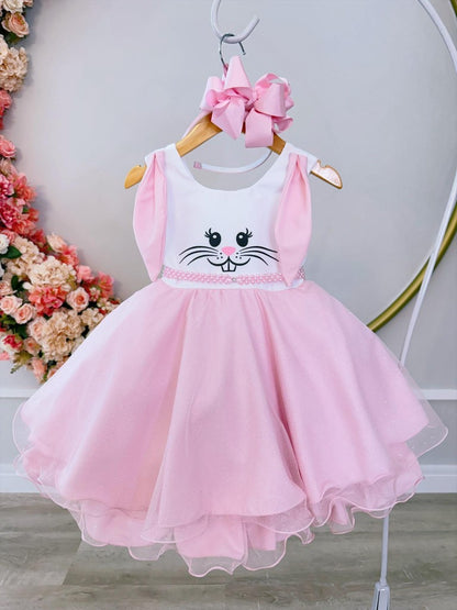 Vestido infantil de conejito de Pascua con falda de purpurina de lujo