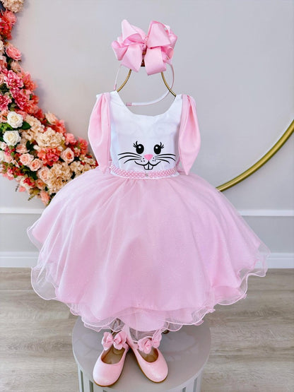 Vestido infantil de conejito de Pascua con falda de purpurina de lujo