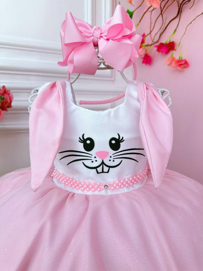 Vestido infantil de conejito de Pascua con falda de purpurina de lujo