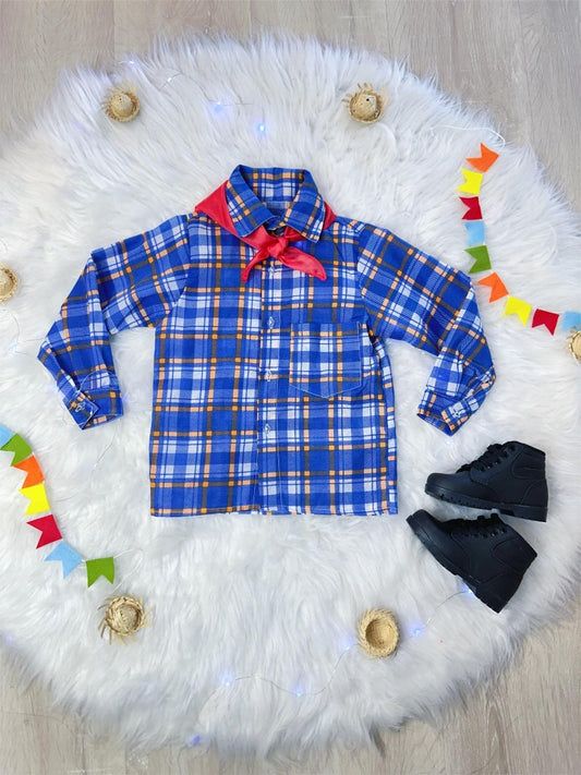 Camisa Junino Arraiá Cuadros Azules Colores