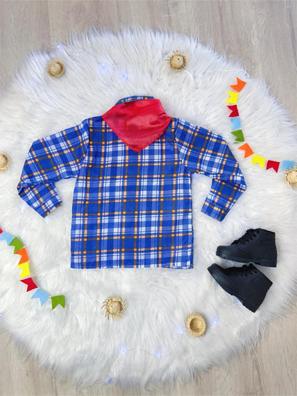 Camisa Junino Arraiá Cuadros Azules Colores