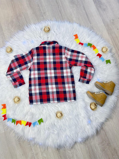 Camisa a cuadros Junino roja, azul marino y blanca