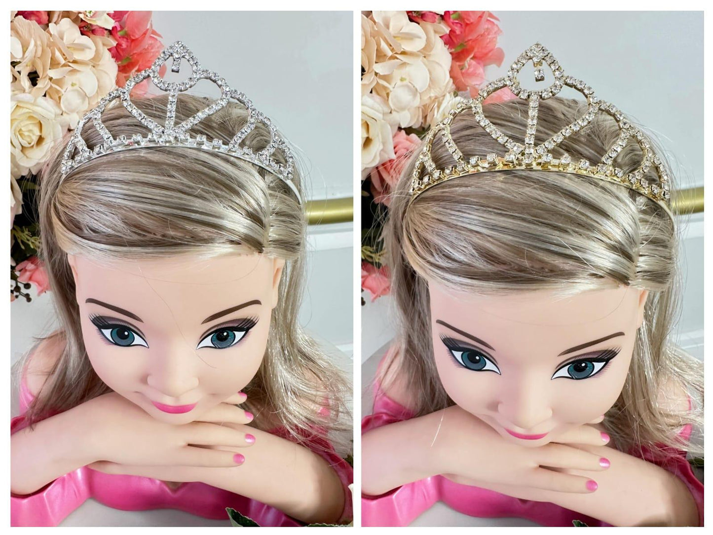 Corona de corazón real infantil con colgante de plata y oro