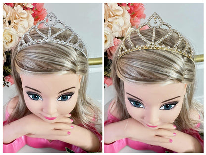 Corona de corazón real infantil con colgante de plata y oro