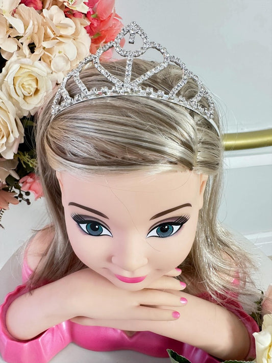 Corona de corazón real infantil con colgante de plata y oro