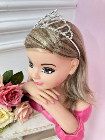 Corona de corazón real infantil con colgante de plata y oro