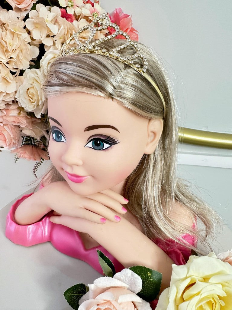 Corona de corazón real infantil con colgante de plata y oro