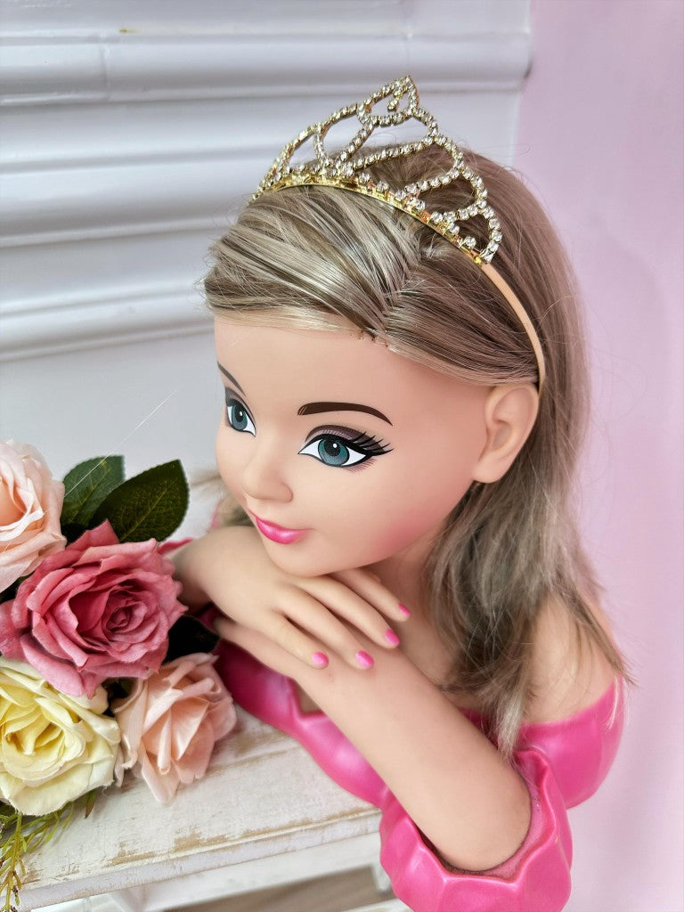 Corona de corazón real infantil con colgante de plata y oro