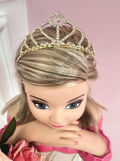 Corona de corazón real infantil con colgante de plata y oro