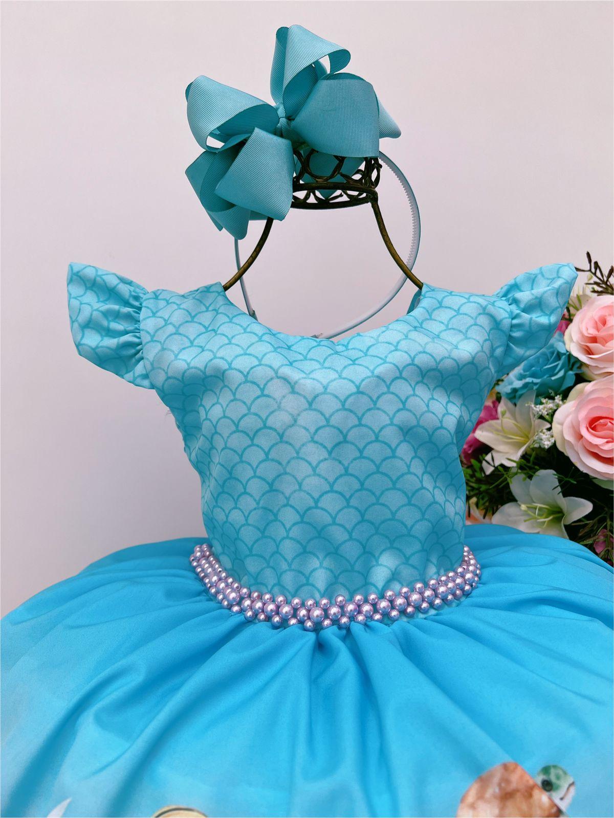 Vestido infantil de La Sirenita bajo el mar, escamas de lujo