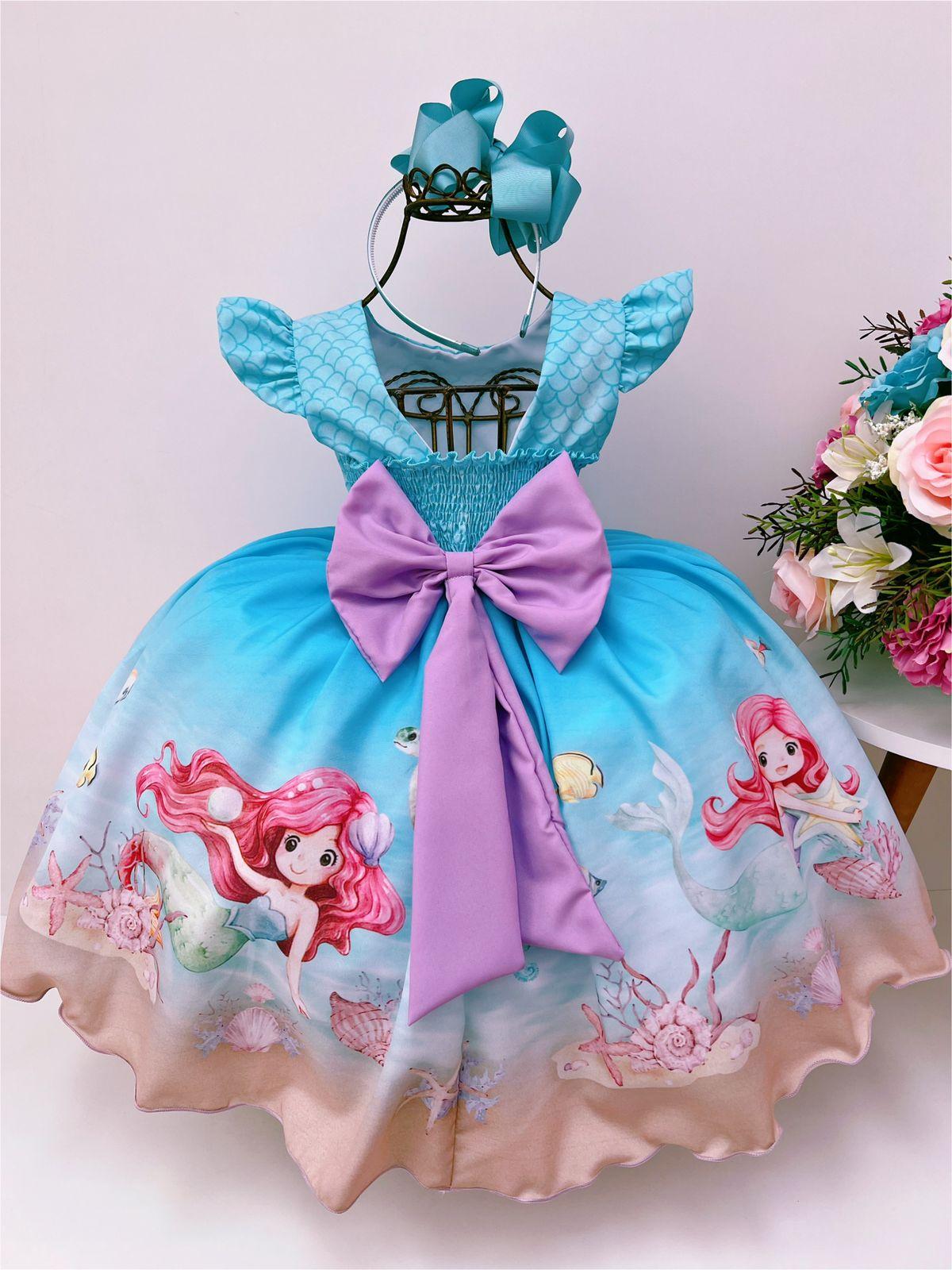 Vestido infantil de La Sirenita bajo el mar, escamas de lujo