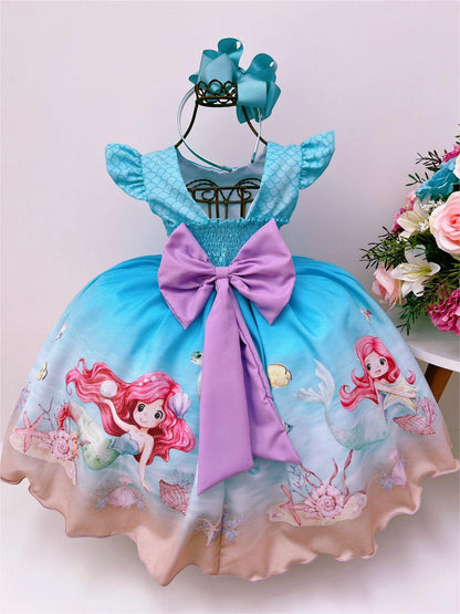 Vestido infantil de La Sirenita bajo el mar, escamas de lujo