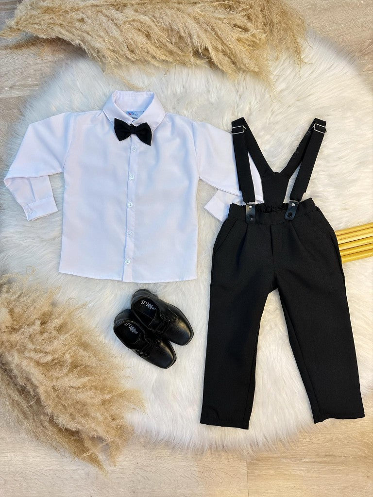 Conjunto Formal Camisa, Pantalón, Corbata y Tirantes Negros