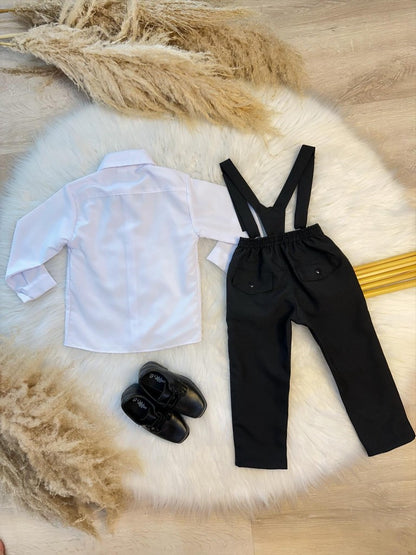 Conjunto Formal Camisa, Pantalón, Corbata y Tirantes Negros
