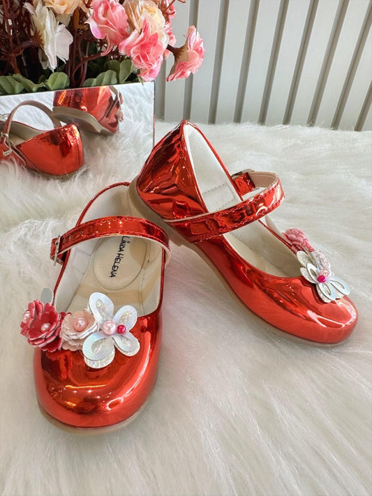 Pantuflas rojas metalizadas Jardín encantado de lujo