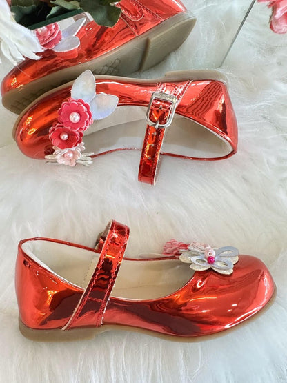 Pantuflas rojas metalizadas Jardín encantado de lujo