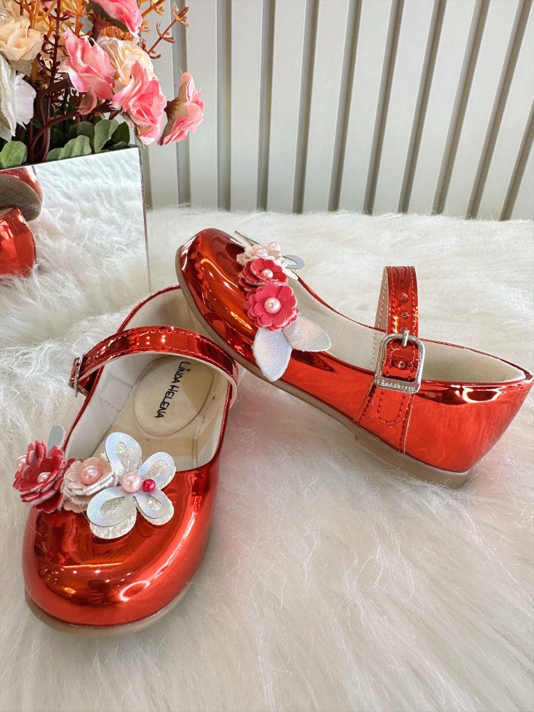 Pantuflas rojas metalizadas Jardín encantado de lujo