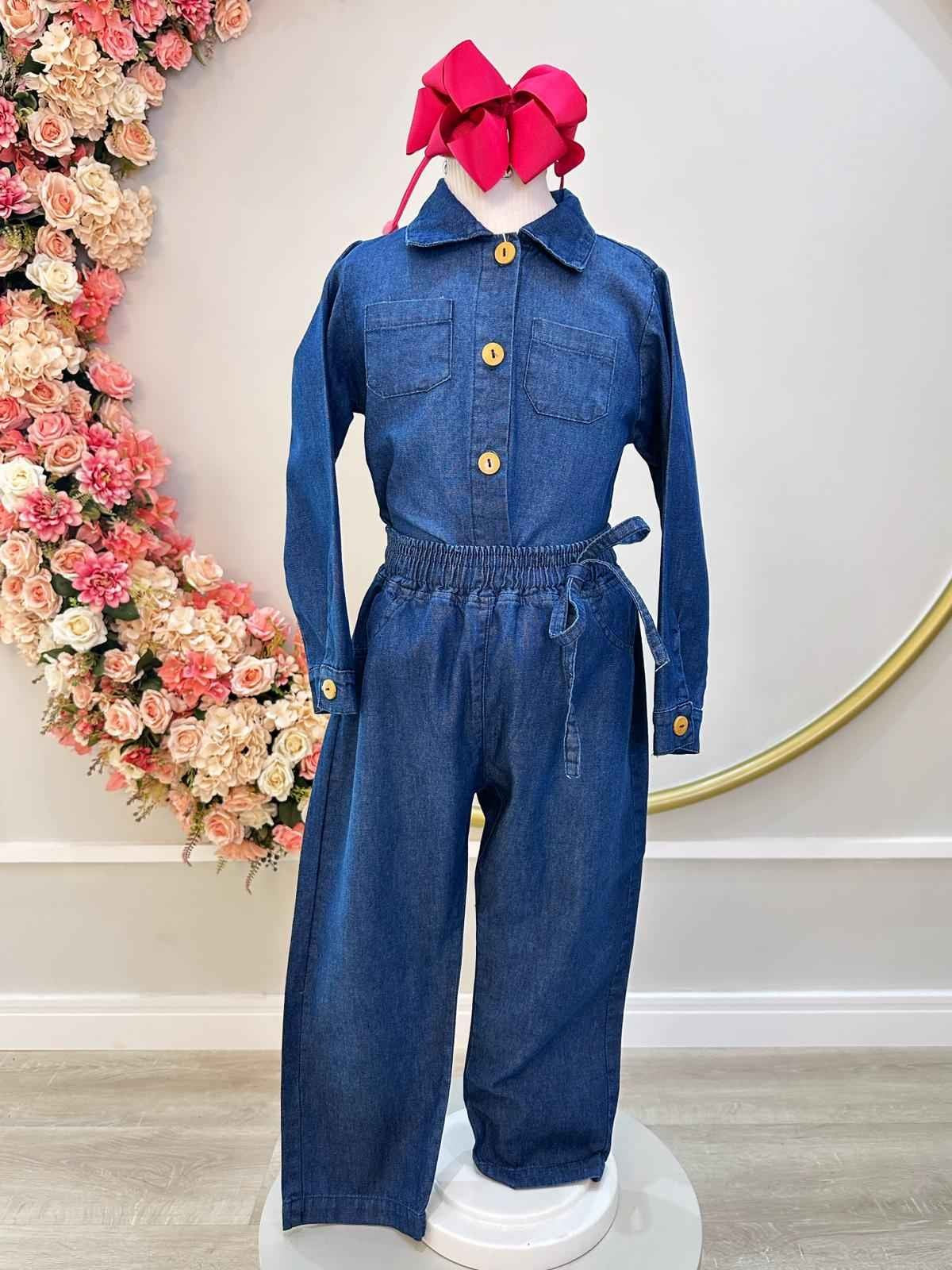 Conjunto de jeans azules para niños con camisa y pantalón casual de lujo