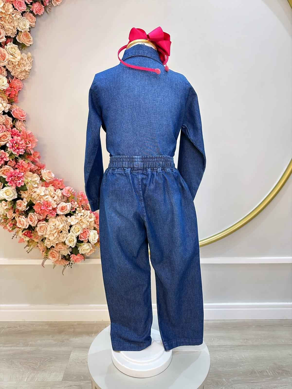 Conjunto de jeans azules para niños con camisa y pantalón casual de lujo