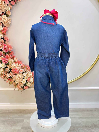 Conjunto de jeans azules para niños con camisa y pantalón casual de lujo