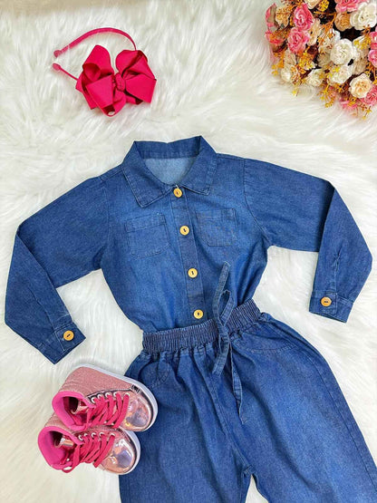 Conjunto de jeans azules para niños con camisa y pantalón casual de lujo