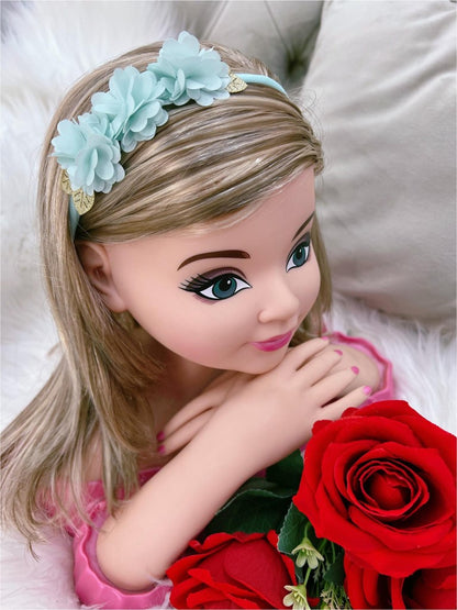 Diadema para bebé con aplique de flores doradas en varios colores 