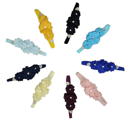 Diadema para bebé con lazo de diamantes de imitación y flor en varios colores