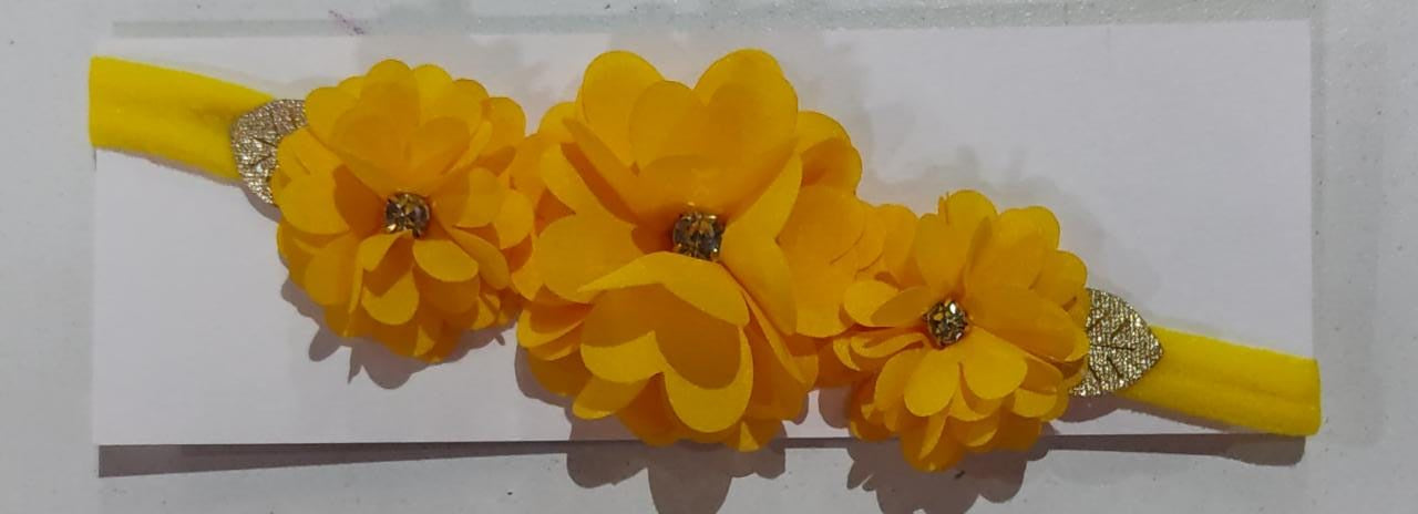 Diadema para bebé con lazo de diamantes de imitación y flor en varios colores