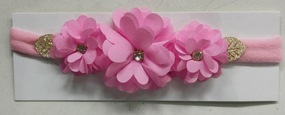Diadema para bebé con lazo de diamantes de imitación y flor en varios colores