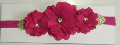 Diadema para bebé con lazo de diamantes de imitación y flor en varios colores
