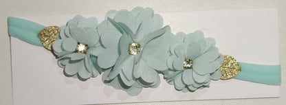 Diadema para bebé con lazo de diamantes de imitación y flor en varios colores