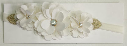 Diadema para bebé con lazo de diamantes de imitación y flor en varios colores