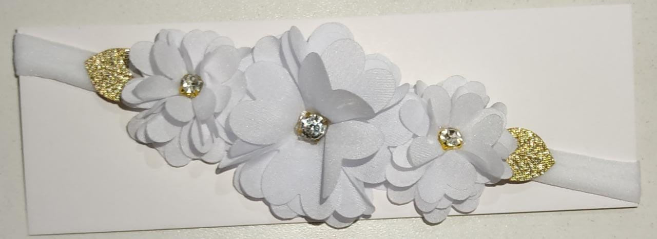 Diadema para bebé con lazo de diamantes de imitación y flor en varios colores