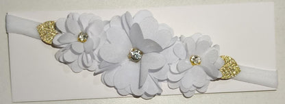 Diadema para bebé con lazo de diamantes de imitación y flor en varios colores