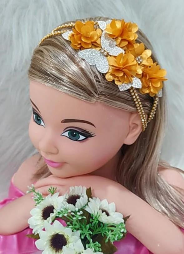 Diadema para bebé con pedrería plateada y dorada en varios colores 